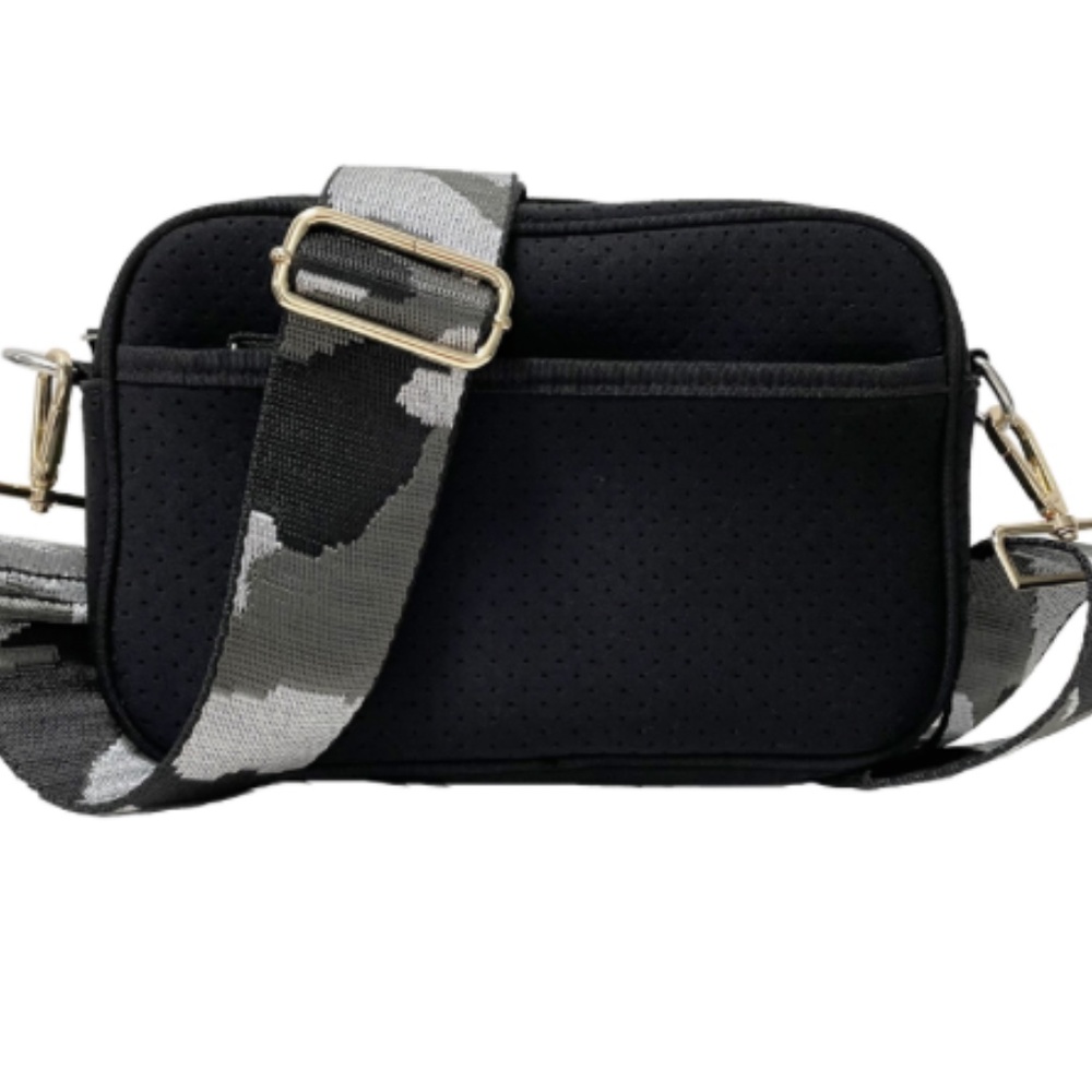 New in… Crossbody Neoprene Bag with Camouflage adjustable strap. Gifts for her